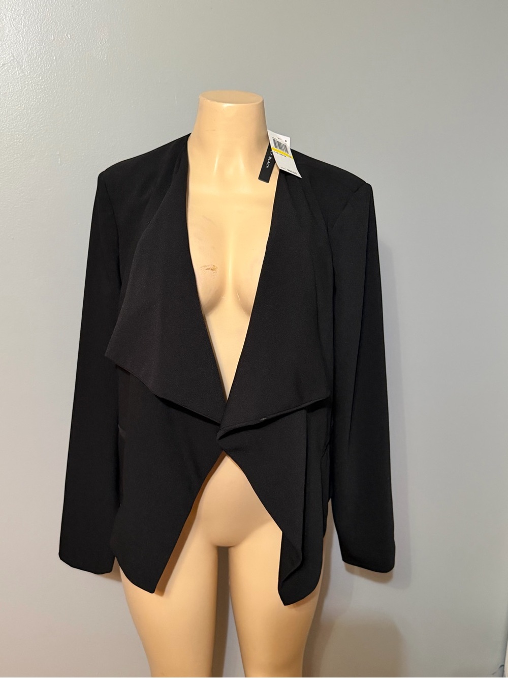Women's Black Draped Open Front Jacket